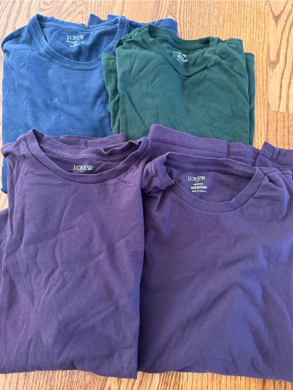 J. Crew Short Sleeve Tees in Navy, Forest Green & Plum